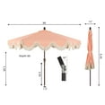 thumbnail image 4 of JONATHAN Y Collins 9 ft. Market Patio Umbrella, Classic Cottage Fringe Tassel, with Auto-Tilt Crank, Wind Vent and UV Protection, Coral Pink/Cream, Dark Brown Pole, 4 of 10