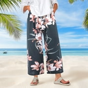 Koudehua Pants For Women Women's Pajama Pants Comfy Printed Wide Leg Lounge Pants Bow Elastic Waist Long Pj Bottoms
