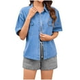 thumbnail image 2 of Pohista Petite Tops for Women Trendy Womens T Shirts Casual Women Blouses Summer Womens Short Sleeve Tops Oversized my items saved for later, 2 of 7