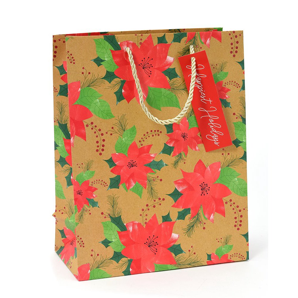 George Stanley Traditional Holiday Floral Medium Gift Bag with Tag, 1 ...
