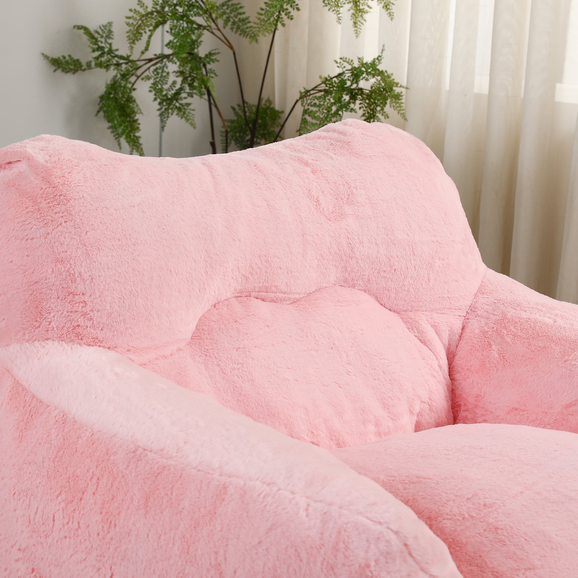 Bean Bag Chair, Bean Bag Sofa Chair with Armrests Stuffed High-Density Foam, Lazy Sofa Comfy Chair,Suitable for Living Room, Bedroom,Pink