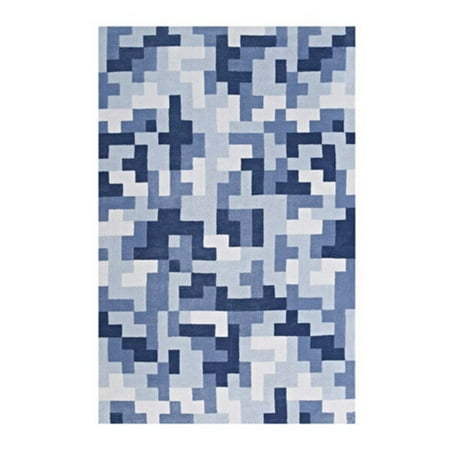 Mosaic Rug Modway Andela Interlocking Block Mosaic 5x8 Area Rug in Multicolored Light and Dark Blue ()