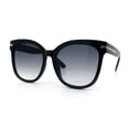 thumbnail image 4 of Womens XL Oversized High Temple Horn Rim Plastic Sunglasses Black - Smoke, 4 of 8