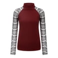 thumbnail image 4 of Camisas informales de malla de manga larga para mujer, jersey a rayas con cuello medio alto, túnica, Tops de manga larga de encaje Pompotops  gfhjh22375, 4 of 8