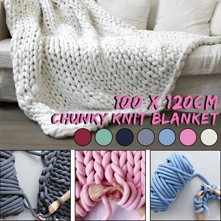 39 X47 Soft Warm Hand Knit Chunky Blanket Thick Yarn Bulky Bed Sofa Spread Throw Winter