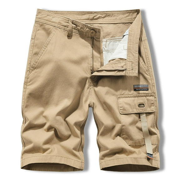 Turilly Men's Shorts Clearance Men Casual Solid Zipper Button Pockets Cropped Cargo Shorts