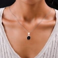 thumbnail image 4 of Black Spinel Pendant Necklace for Women Platinum Plated 925 Sterling Silver - Cubic Zirconia Jewelry Stainless Steel Chain Size - 20" CT 5.1 Engagement Anniversary Wedding Christmas Gifts, 4 of 6