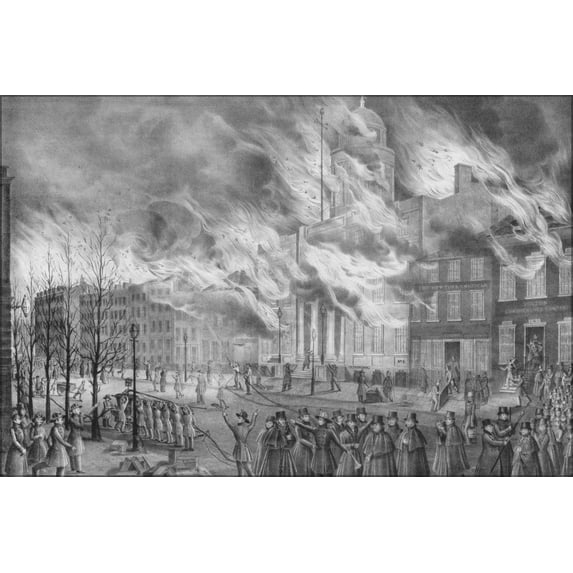 24"x36" Gallery Poster, The Great Fire of New York city Dec 16 1835