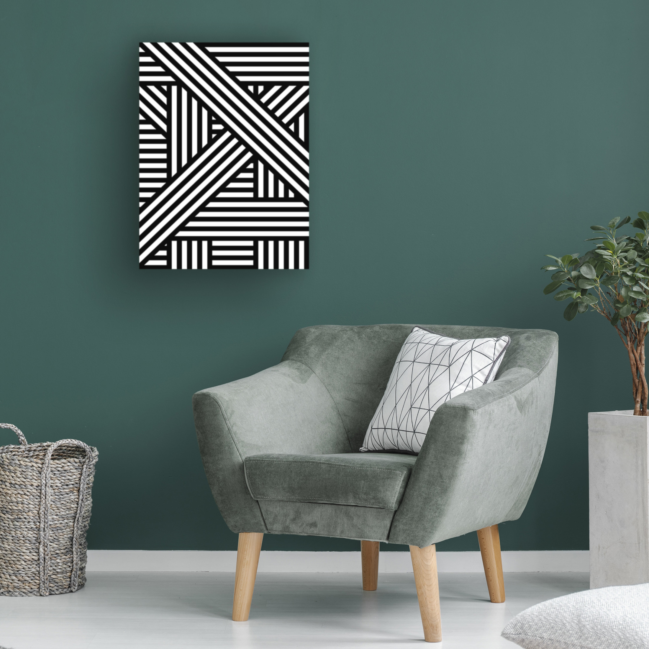 Canvas Wall Art - Tom Quartermaine 'Black and White Bold Modern Abstract Line Art 3' Wall Art for Living Room, Bedroom, or Office Décor by Trademark Fine Art - 24 x 32 Inches