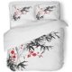 thumbnail image 1 of ABPHQTO Juego de ropa de cama de 3 piezas Elemento de pintura Bambú Diseño antiguo Grabado Patrón floral Arte Funda nórdica con 2 fundas de almohada, 1 of 1