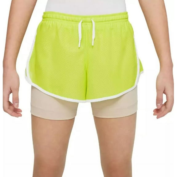 Nike Girls' Dri-FIT Tempo 2-in-1 Training Shorts -( Atomic Green, Small)