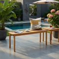thumbnail image 2 of Hommoo Acacia Wood Outdoor Patio Dining Bench Set, 2-Piece 48" Long Slatted Garden Bench for Backyard, Deck or Entryway, Natural, 2 of 6