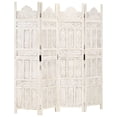 thumbnail image 1 of vidaXL Hand carved 4-Panel Room Divider White 160x165 cm Solid Mango Wood, 1 of 5