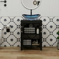 thumbnail image 2 of FULLWATT 24 Inches Traditional Bathroom Vanity in Black Finish with Glass Boat-Shaped Vessel Sink, Single Bathroom Vanity with Top, 2-Door Cabinet, 2 of 13