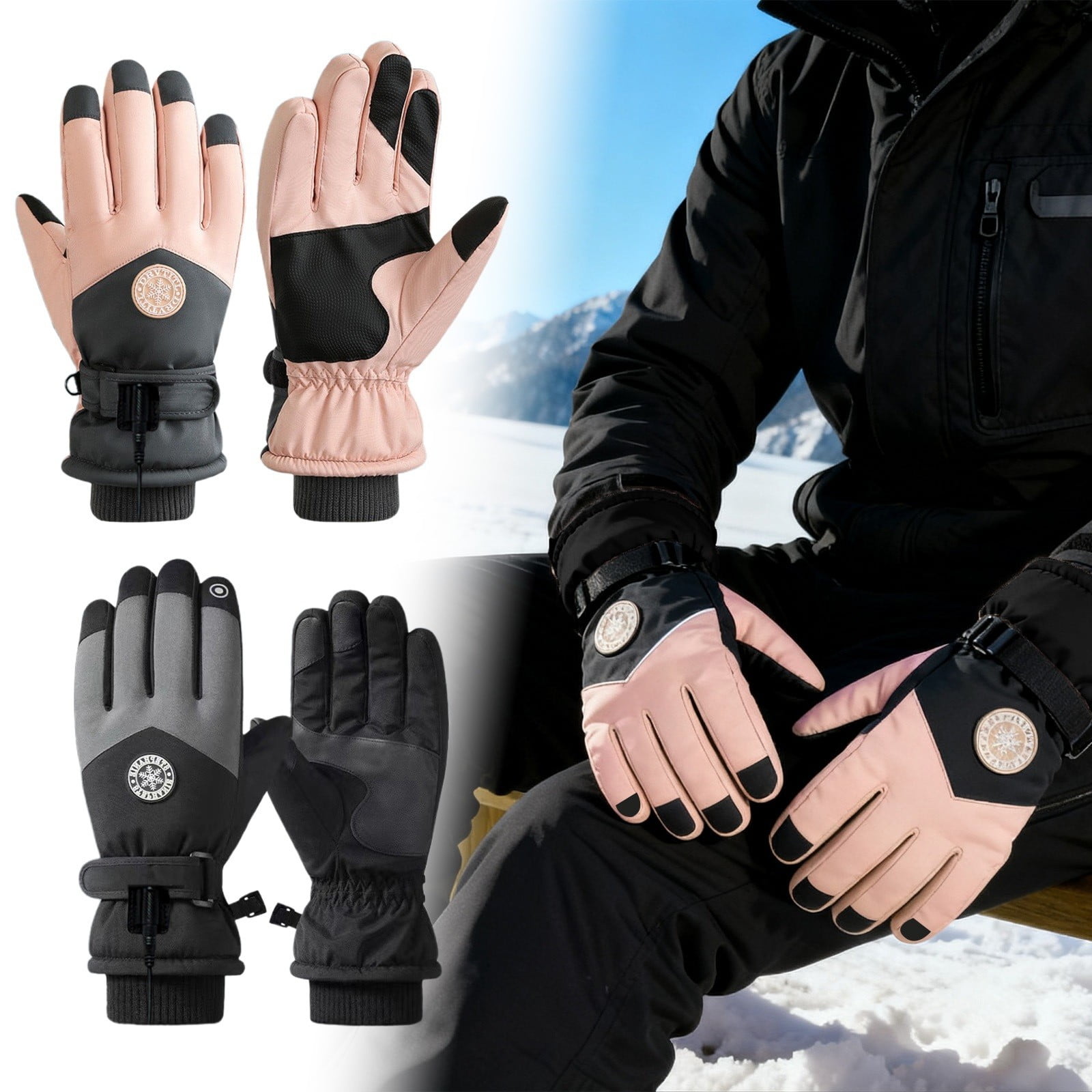Rechargeable USB Heated Gloves for Men Women Electric Gloves with Touchscreen Heated Hand Warmer for Work Cycling Skiing Outdoor Activities