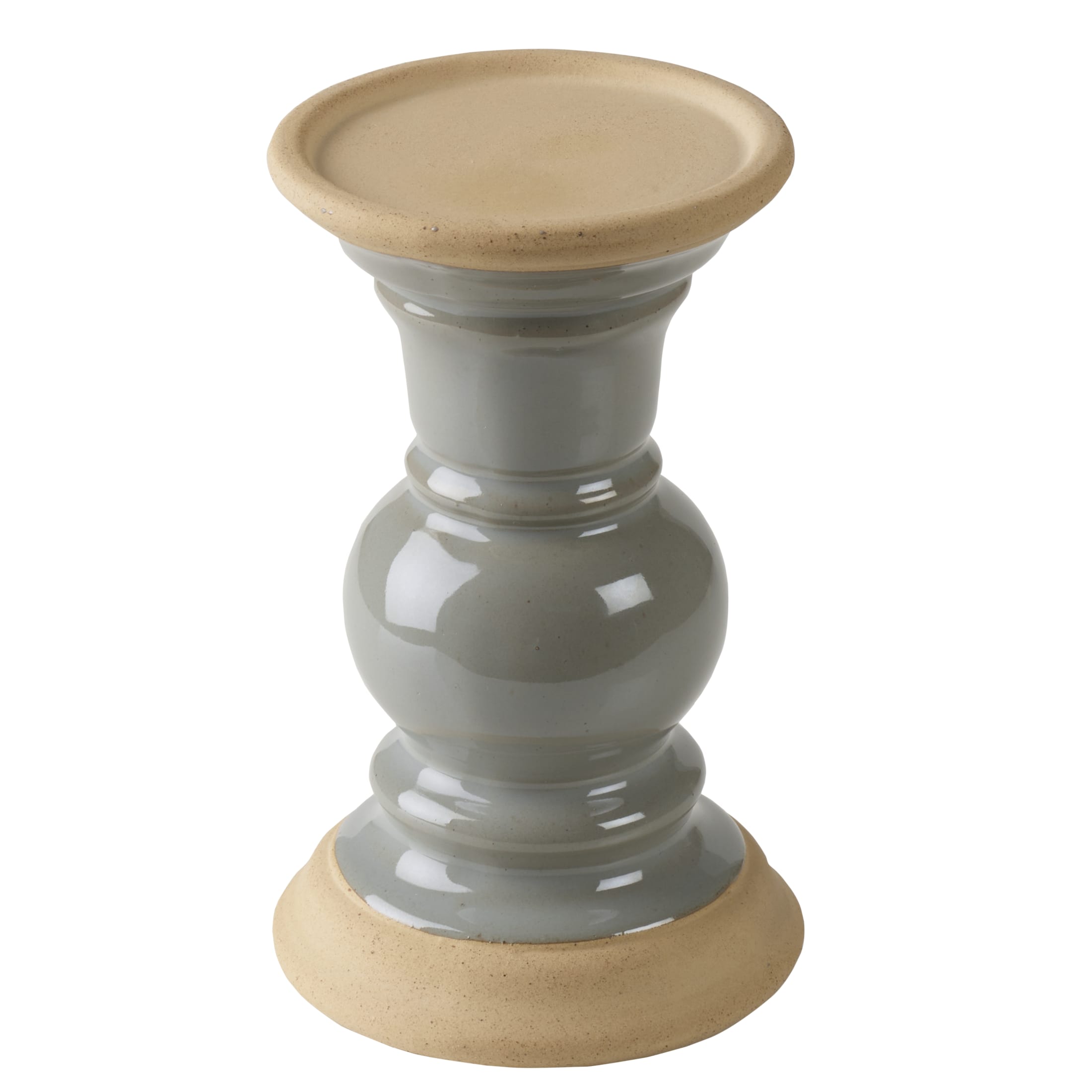 Elements 7.13 inch Ceramic Candleholder, Gray