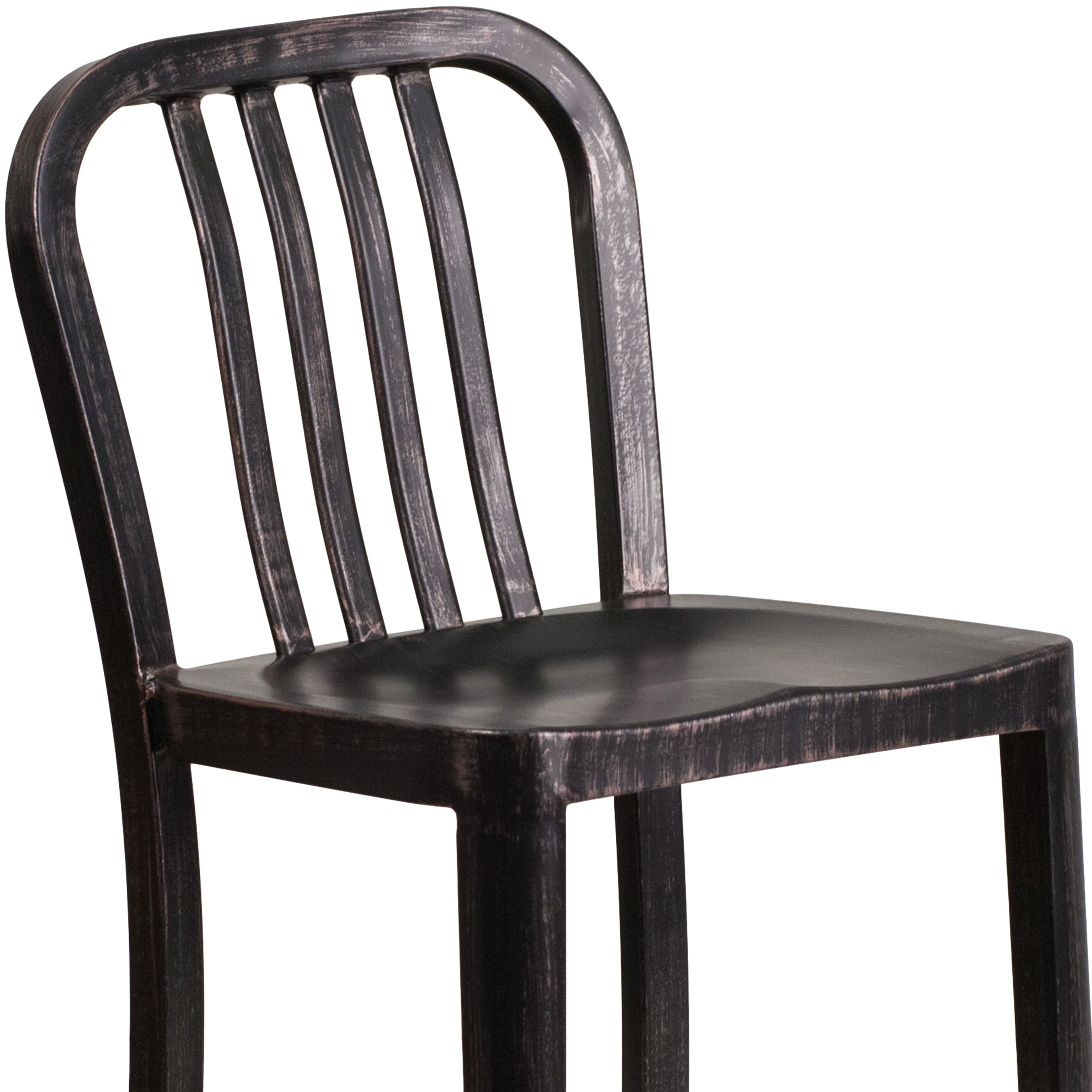 Flash Furniture Curved Slat Back Bar Stool, Black Antique Gold
