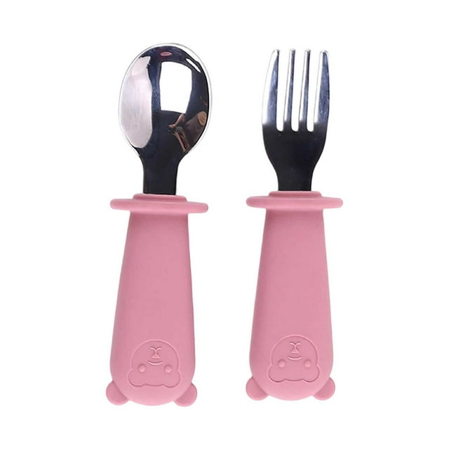 Stainless Steel Fork Spoon Set Silicone Handle Durable Tableware Kitchen Dining Camping Travel Picnic BBQ Party Utensils Cutlery