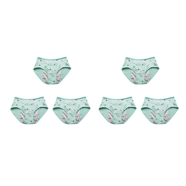 Qarigey 3 uds. Bragas con estampado de dibujos animados para niños, ropa interior menstrual, bragas, lencería, hija, mujer, adolescente, Verde claro METRO 2piezas