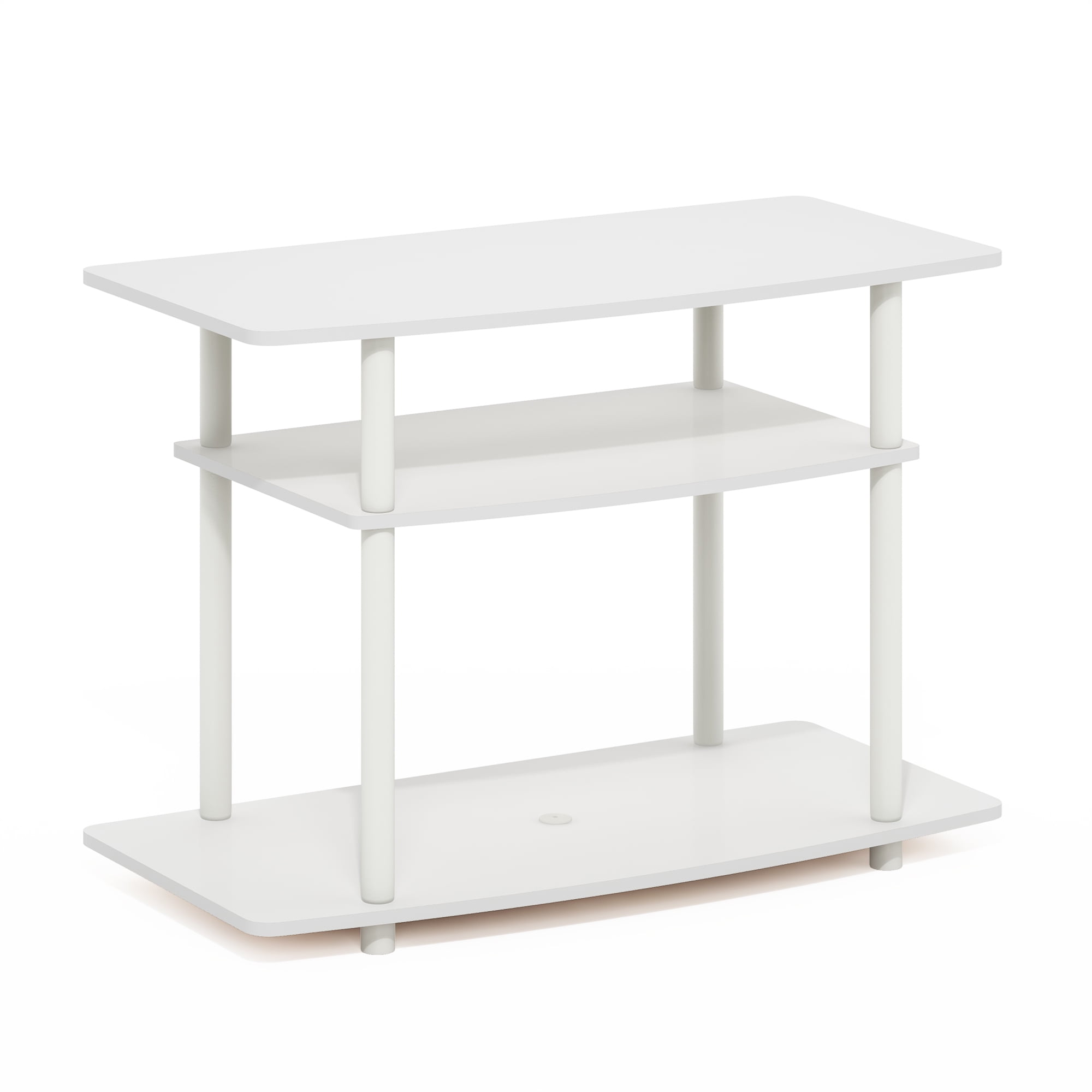 Furinno TURN-N-TUBE No Tools 3-Tier TV Stands in White/White