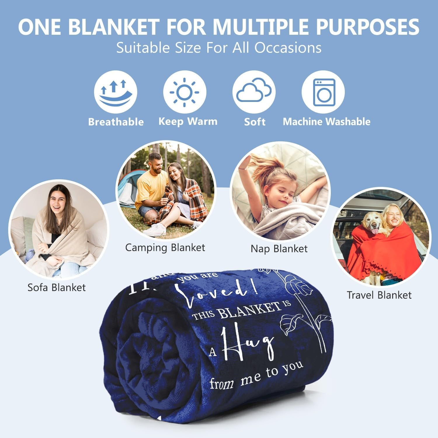 Get Well Gifts for Women After Surgery - Hug Blanket - Thinking of You Gift for Mom Friend Sister - Feel Better Inspirational Gifts for Women - Get Well Soon Gift - Purple Sunflower Blanket