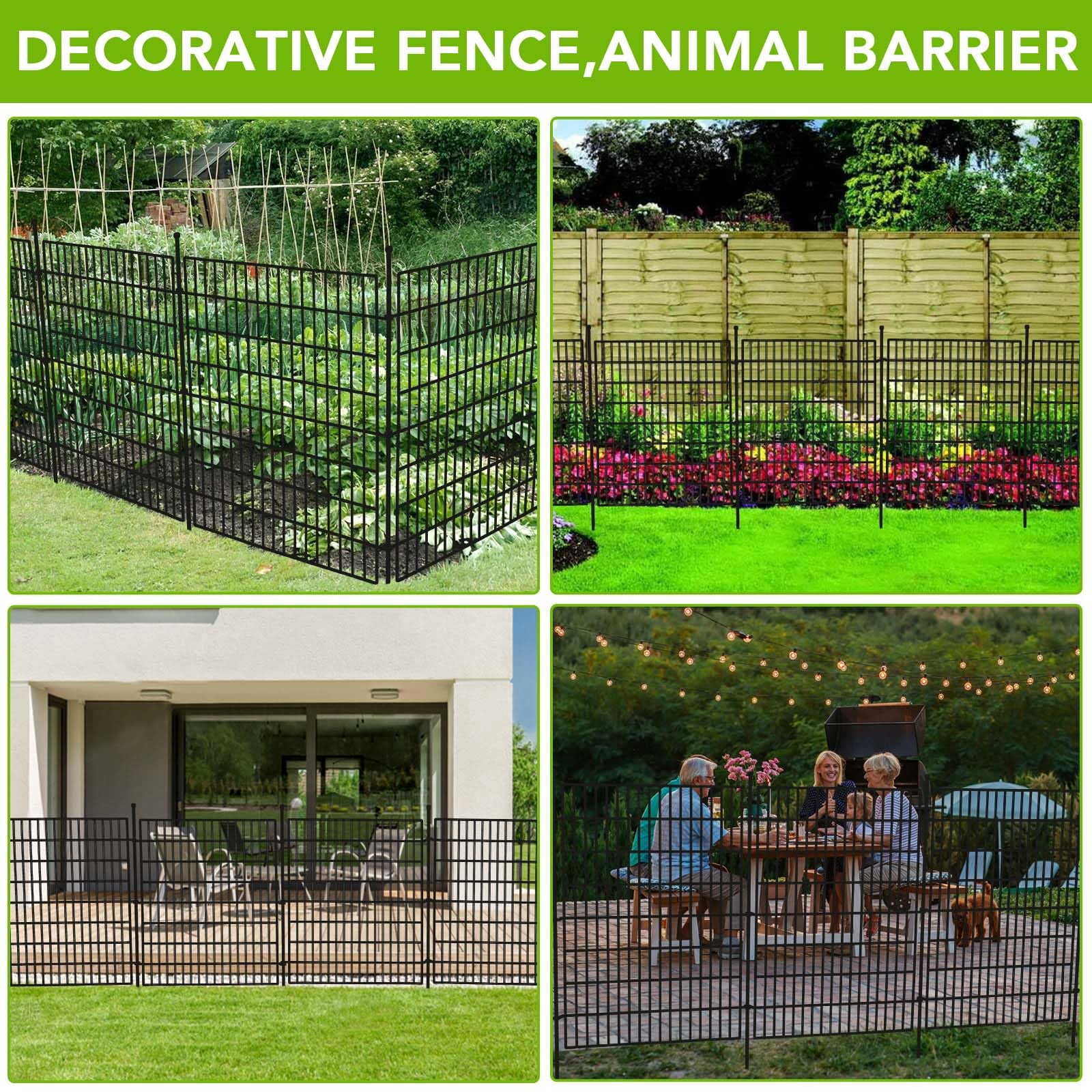Garden Fencing Animal Barrier, Dog Fence Outdoor for Yard, Rustproof No Dig Decorative Tall Garden Fence Metal Wire Panel Border Patio Rabbit Ground Stakes Fencing, 10/15 Panels