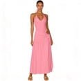 thumbnail image 4 of Women's Casual Solid Color Backless Jumpsuit Half Skirt Set Fashion Two Piece Outfit - Pink M, 4 of 7