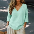 thumbnail image 2 of Summer Tops for Women Womens Summer Tops Casual Blouse Three Quarter Sleeve V Neck Shirts Vacation Tees Fashion, 2 of 5