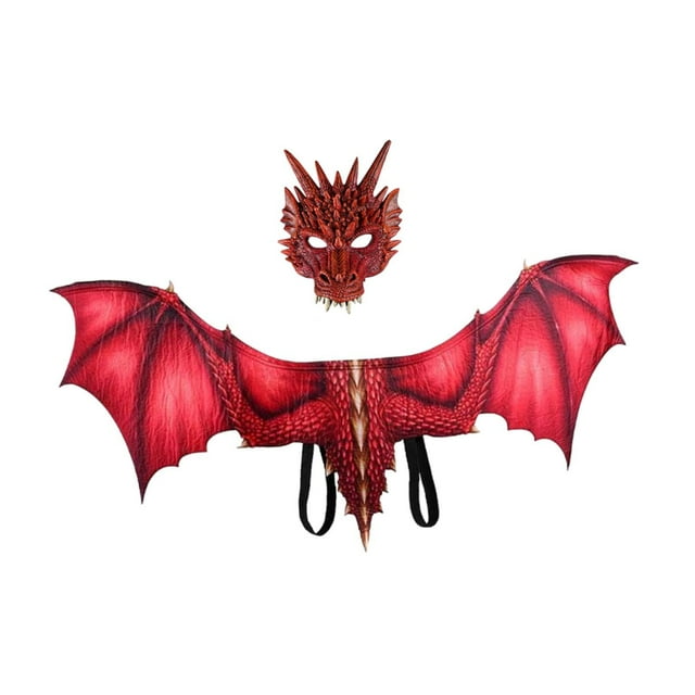 Disfraz de dragón para adultos, máscara de ala de dinosaurio para festivales y presentaciones en el escenario Rojo