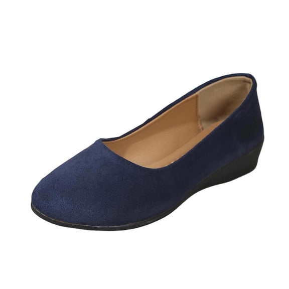 Xfvqtps Womens Flat Shoes Wedge Heel Slip on Casual Suede Loafers Soft Sole Breathable Comfortable Walking Shoes Low Heel Summer Shoes
