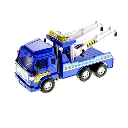 Big Heavy Duty Wrecker Tow Truck Police Toy for Kids with
