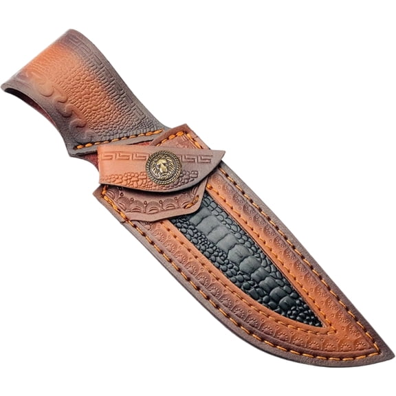 vlrwzc 1pc With Turquoise Buckle Cowhide Cow Leather Straight Knife Scabbard Sheath Cover Fixed Blade Pants Holder Storage Bag