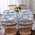 thumbnail image 3 of Light Blue White Leaves Table Cloth Waterproof Tablecloths, Spring Pastoral Rustic Botanical Tablecloth Dining Table Cover for Kitchen Party Tabletop Outdoor, Rectangle Tablecloth 60x102 Inch, 3 of 9
