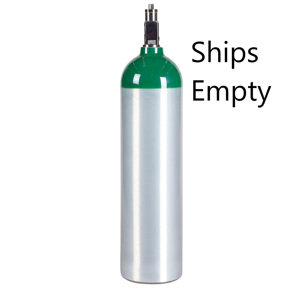 New 14.6 Cu Ft Medical D Aluminum Medical Oxygen Cylinder with CGA870 Post Valve - Ships Empty