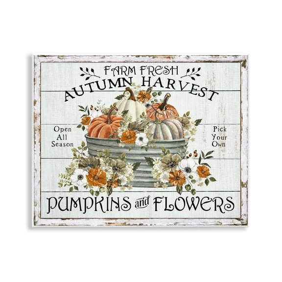 Stupell Industries Farm Fresh Harvest Pumpkin Holiday Painting Unframed Art Prints Wall Art, 14 x 11