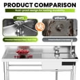 thumbnail image 6 of 47.3x18.5x33.6Inch Stainless Steel Commercial Sink , Utility Sink with Cold and Hot Water Pipe and Faucet, Kitchen Sink for Restaurant Laundry Room, 6 of 16