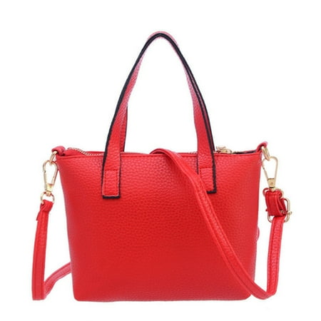 State Logo Tote Bag Women Mini PU Handbag Tote Shoulder Bag Crossbody Bag for Girls and Women Korean Style Lichee Pattern PU Bag - Red + Random Logo ()