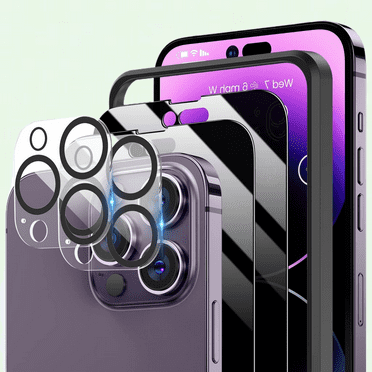 [2 2 Pack] Blackout Screen Protector with Camera Lens Protector for iPhone 14 Pro Max, 6.7 Inch