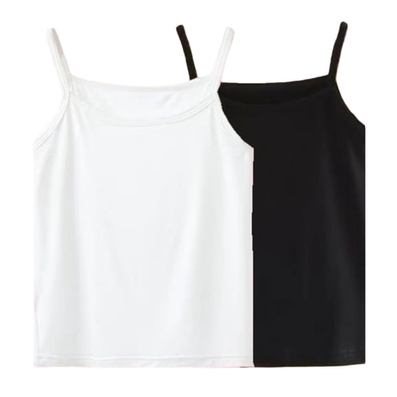GiLiling Toddler Baby Girls 2 PCS Tank Top Sleeveless Loose Camisole Thin Strap Solid Summer Dance Beachwear (Navy, 3-4 Years)