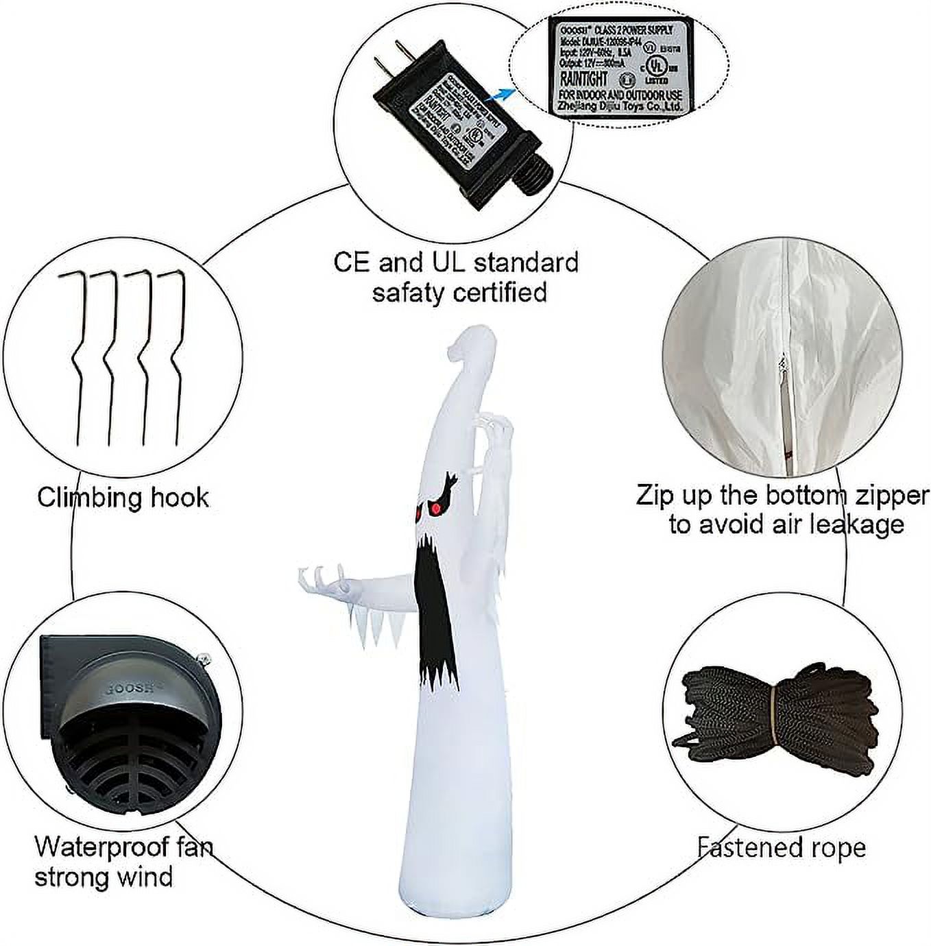 GOOSH 6 Ft Halloween Inflatable Colorful Dimming Ghost photo 3