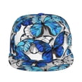 thumbnail image 2 of Haiem Blue and White Butterflies Classic Snapback Cap Flat Bill Hat Baseball Cap Adjustable Size Cotton Dad Hat, 2 of 9