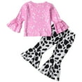 thumbnail image 3 of BULLPIANO Toddler Baby Girl Ruffle long Sleeve Top Bell Bottom Pants 2 Piece Outfits Baby Girl Spring Summer Clothes Set, 3 of 9