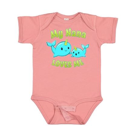 

Inktastic My Nana loves me- cute narwhal Boys or Girls Baby Bodysuit