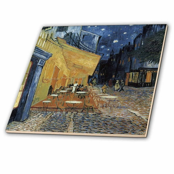 3dRose, Terrace of a Café at Night by Vincent Van Gogh, 8 Inch Ceramic Tile