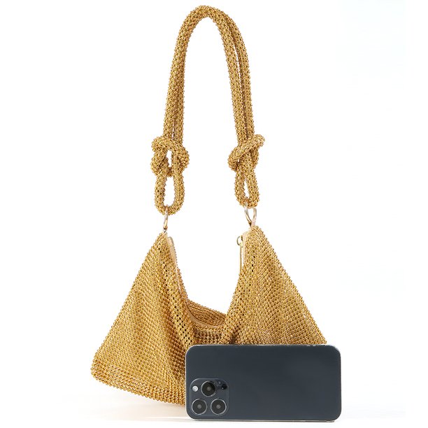 Bolso de mujer brillante con diamantes completos, de noche desmontable para cena, fiesta, boda