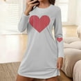 thumbnail image 2 of LSLJS Nightgowns for Women Crewneck Long Sleeve Pajamas Trendy Casual Valentine's Day Heart Print Sleep Shirts, Gifts for Women, 2 of 6