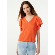 Free Assembly Women's Flounce Sleeve Top