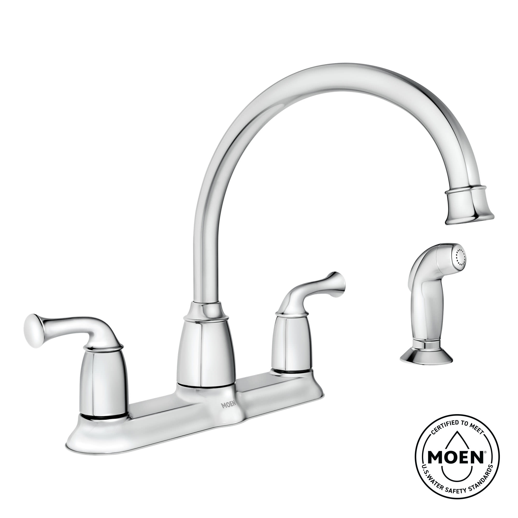 Moen Banbury Chrome Two-Handle High Arc Kitchen Faucet with Side Sprayer
