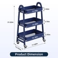 thumbnail image 2 of Gianna Utility Cart, Metal, 3‑Tier, Lockable Caster Wheels , 360° Rolling, Blue, 2 of 6