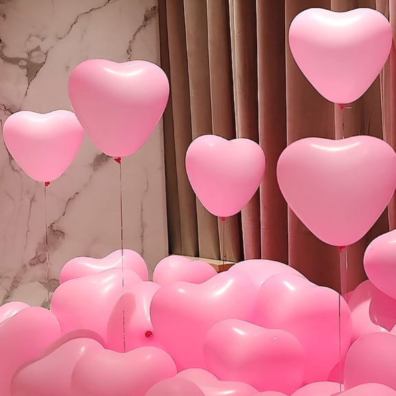 BESTSKY 100 Pcs 10 inches Pink Color Heart Shaped Latex Balloons for Valentines Day,Propose Marriage,Wedding Party